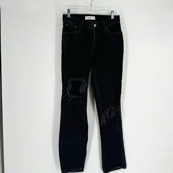 Abercrombie & Fitch Jeans Women’s 25 0 black 90's straight low rise denim school - Picture 1 of 5
